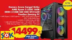 GAMERS ARENA SANGAL STRİKE AMD RYZEN 5 5500 16GB DDR4 512GB SSD 4GB GTX1650 FREEDOS GAMİNG PC OYUN BİLGİSAYARI